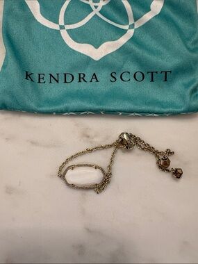 Kendra Scott Gold Chain Bracelet with White Stone Accent